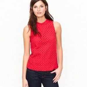 J. Crew Red Cotton Eyelet Top size 2